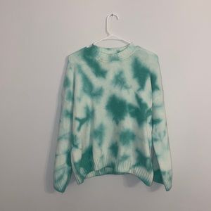 NWT Light blue/green tye dye sweater